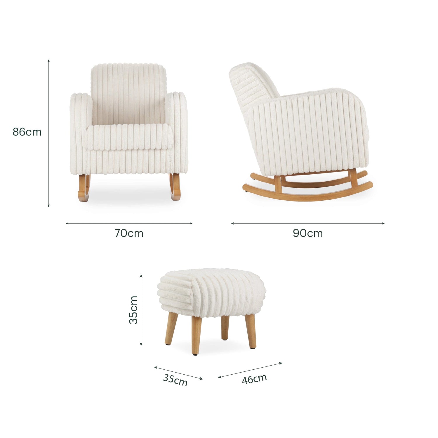 CuddleCo Etta Nursing Chair & Footstool - Faux Fur Cream
