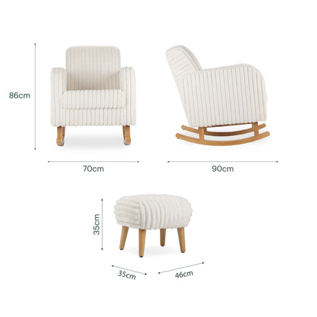 CuddleCo Etta Nursing Chair & Footstool - Faux Fur Cream