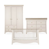 CuddleCo Clara Luxe 3 Piece Nursery Furniture Set (Cot Bed, Dresser & Wardrobe) - Cashmere & Ash