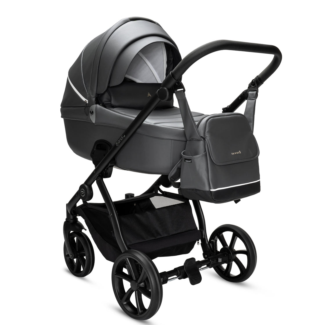 Noordi Fjordi V2 Leather - 2in1 Pushchair with ThermoCot™ Carrycot- Shadow Grey