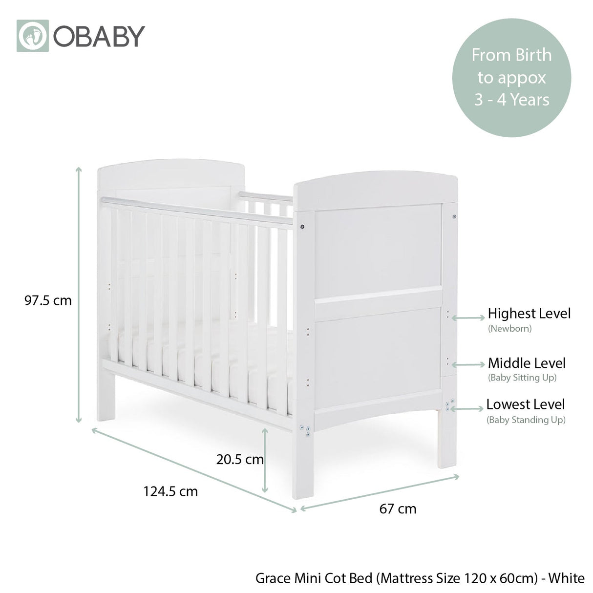 Obaby Grace Mini 2 Piece Room Set - White