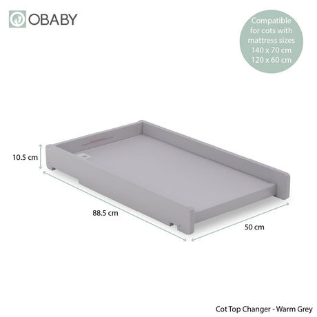 Obaby Grace Cot Bed, Cot Top Changer + Fibre Mattress - Warm Grey