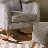 Tutti Bambini Harper Wingback Rocking Chair & Footstool - Teddy Cloud Grey