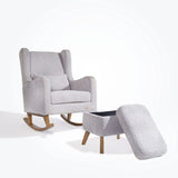 Tutti Bambini Harper Wingback Rocking Chair & Footstool - Teddy Cloud Grey