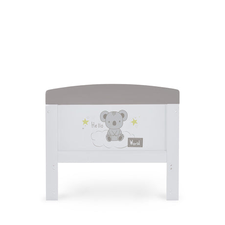 Obaby Grace Inspire Cot Bed & Fibre Mattress - Hello World Koala - Grey