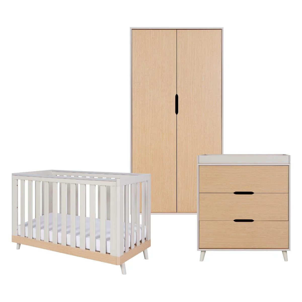 Tutti Bambini Hygge Mini 3 Piece Room Set - Light Oak/White Sand