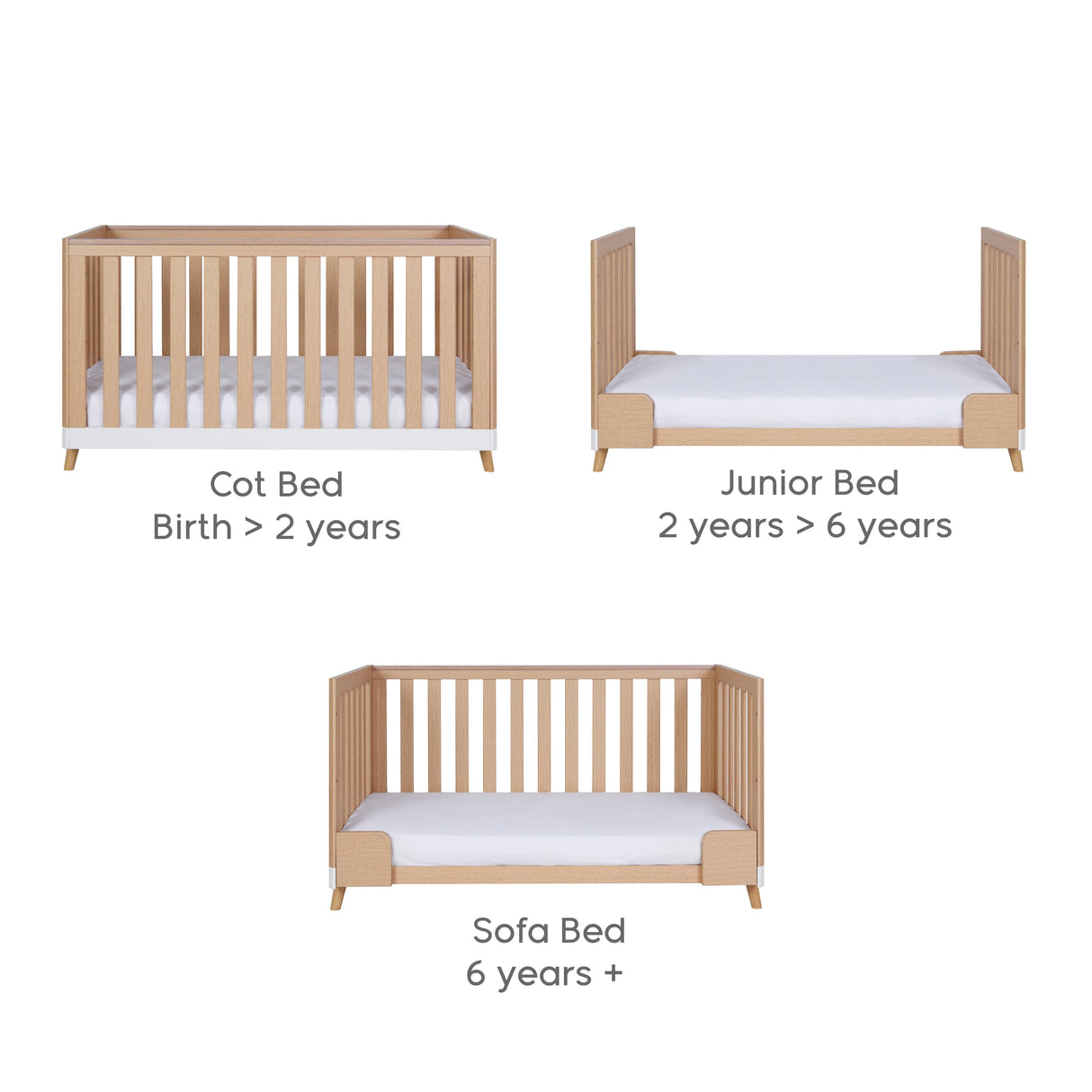 Tutti Bambini Hygge 3 Piece Room Set - White/Light Oak