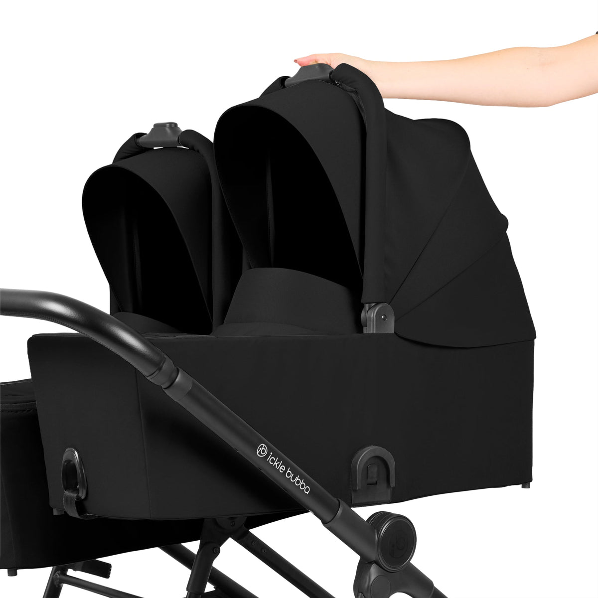 Ickle Bubba Altair Twin 17 Piece Travel System with i-Size Nimbus 180° Spin Car Seats & ISOFIX Bases - Black