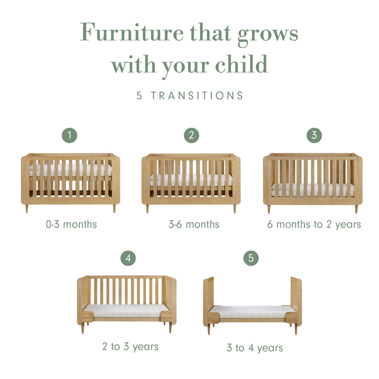 Tutti Bambini Japandi Cot Bed - Light Oak