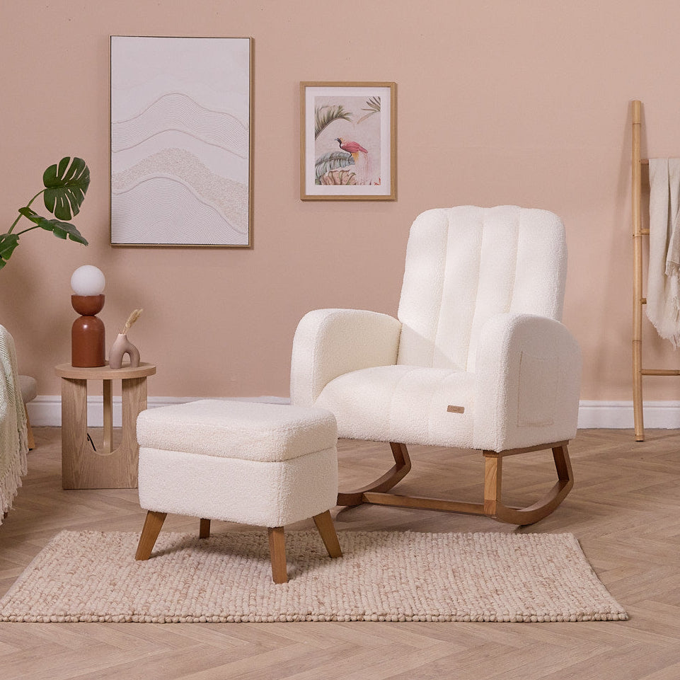 Tutti Bambini Luca Rocking Chair & Storage Footstool - Fresh Cream