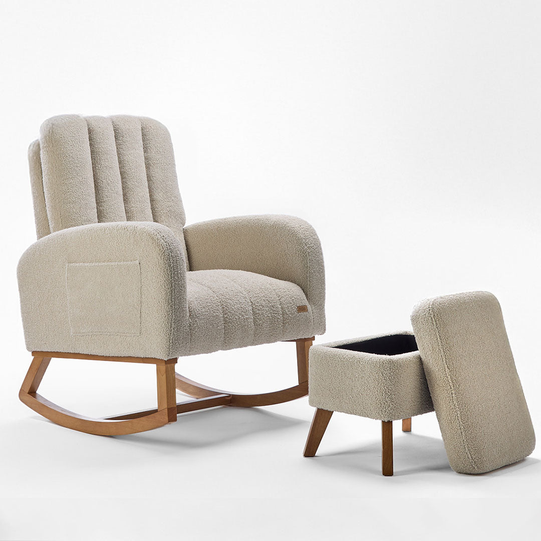 Tutti Bambini Luca Rocking Chair & Storage Footstool - Mushroom