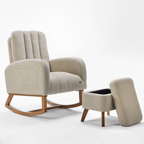 Tutti Bambini Luca Rocking Chair & Storage Footstool - Mushroom