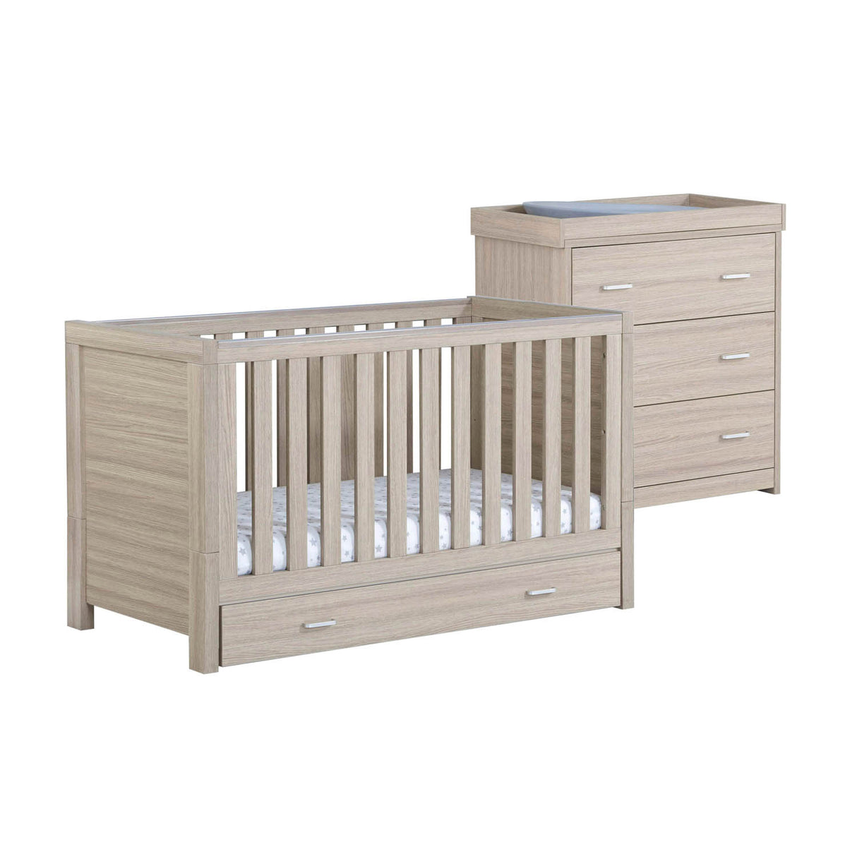 Babymore Luno 2 Piece Room Set with Drawer - Oak