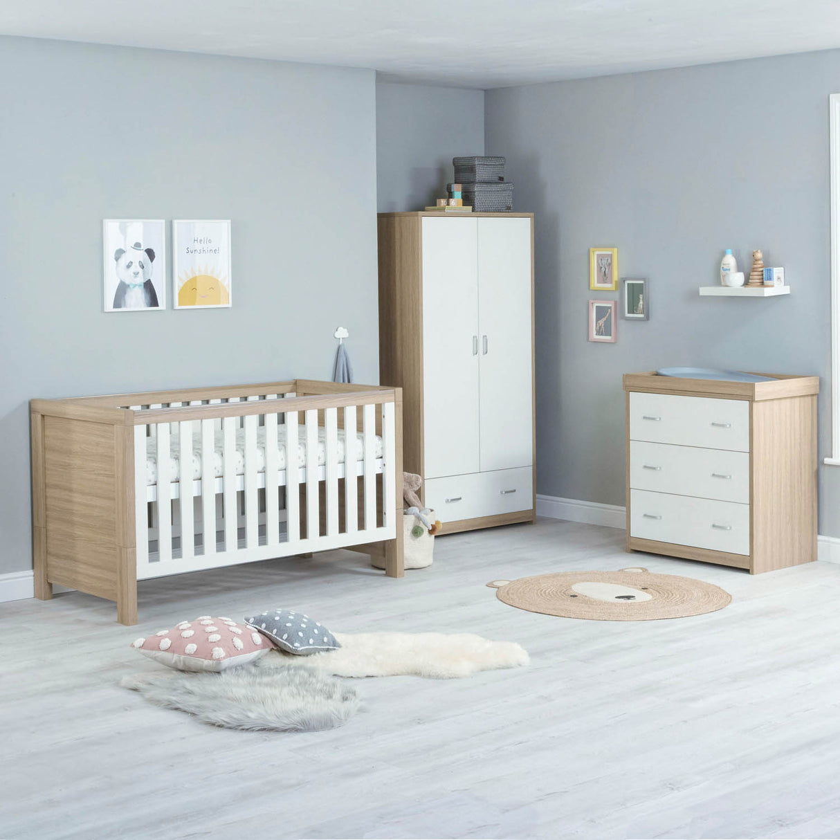 Babymore Luno 3 Piece Room Set - Oak White