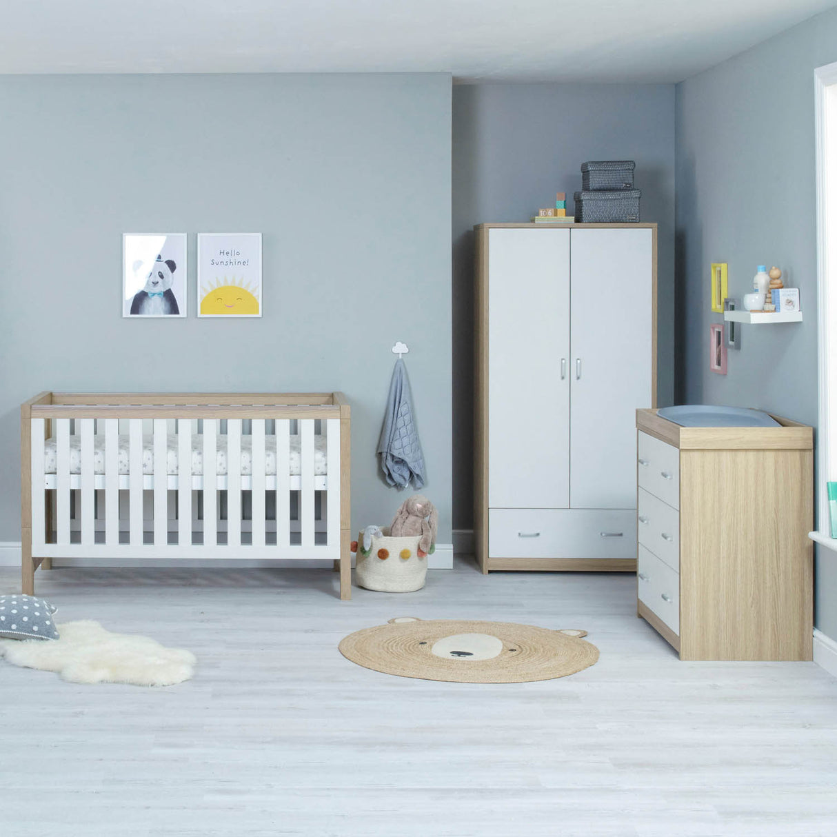Babymore Luno 3 Piece Room Set - Oak White