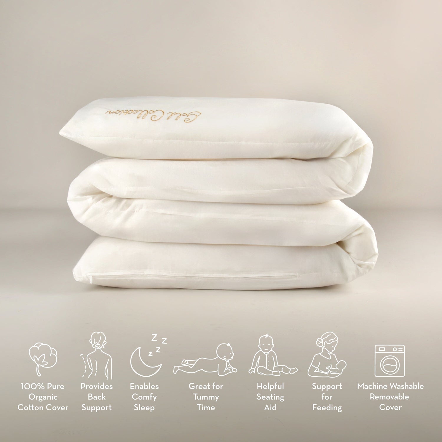 Mother&Baby Organic Cotton 12ft Deluxe Body and Baby Support Pillow