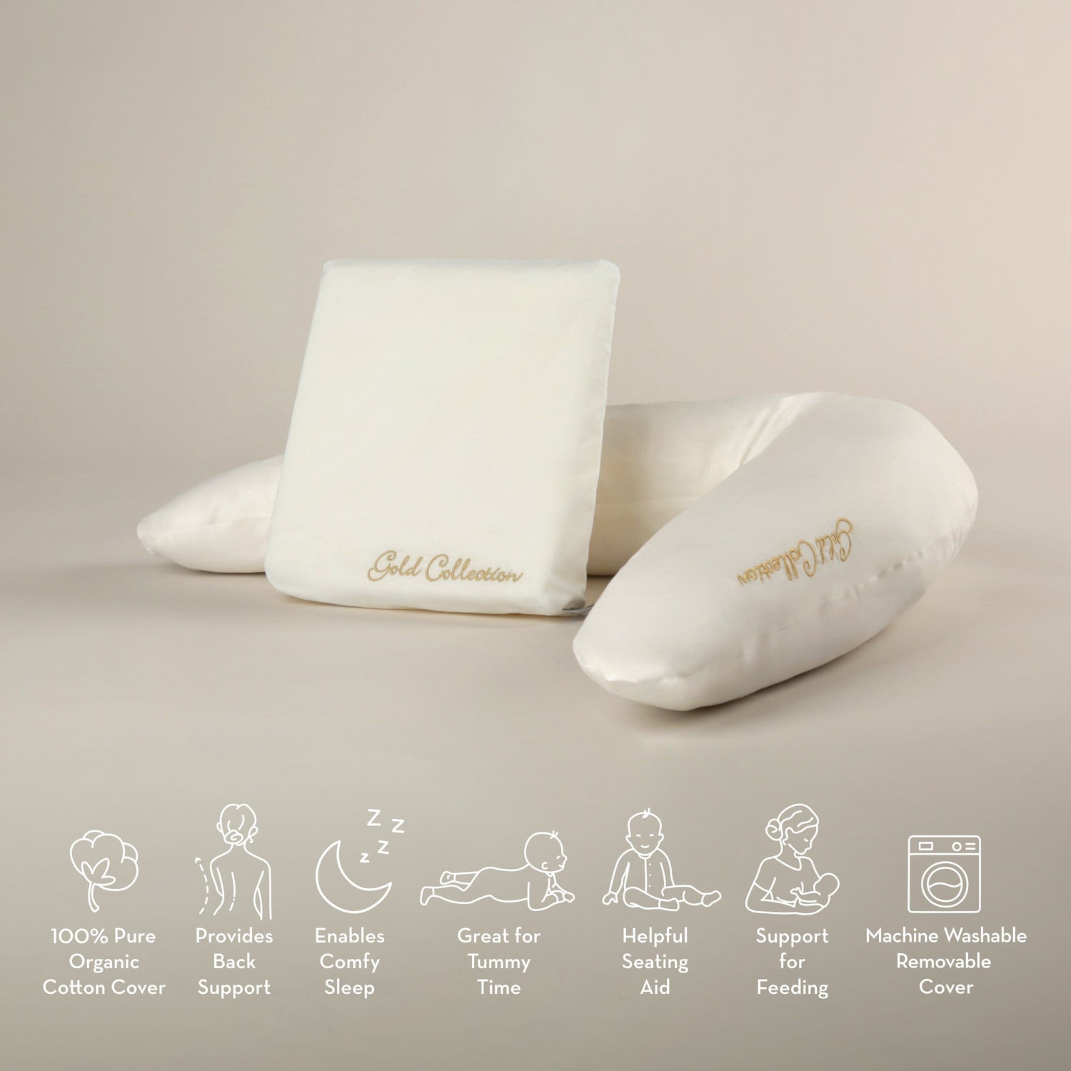 Mother&Baby Organic Cotton Support Pillow and Wedge Set
