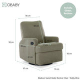 Obaby Madison Swivel Glider Recliner Chair - Teddy Fabric Olive