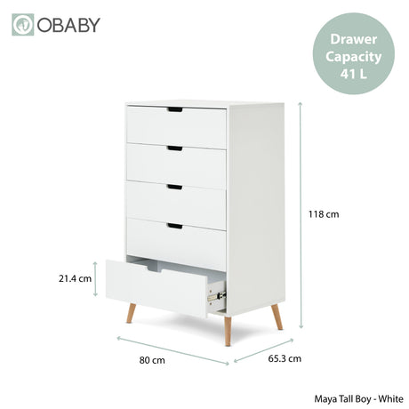 Obaby Maya Tall Boy - White With Natural