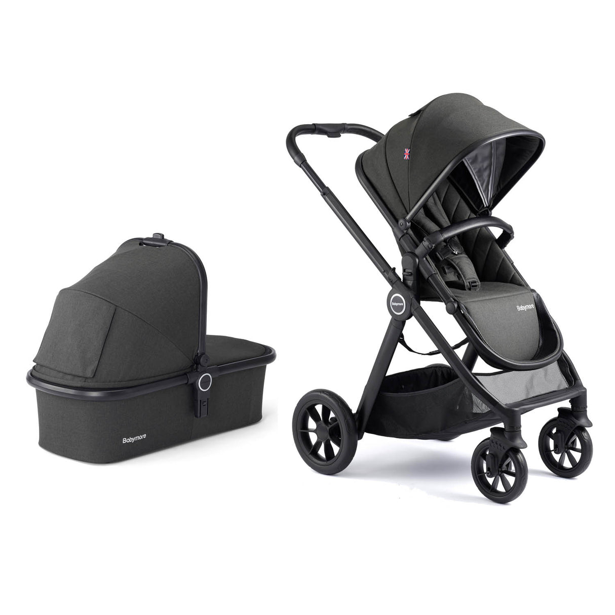 Babymore Memore V2 Pram & Pushchair - Black