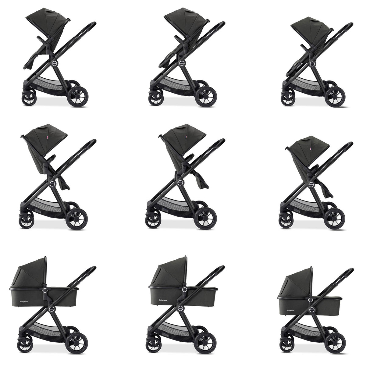 Babymore Memore V2 Pram & Pushchair - Black
