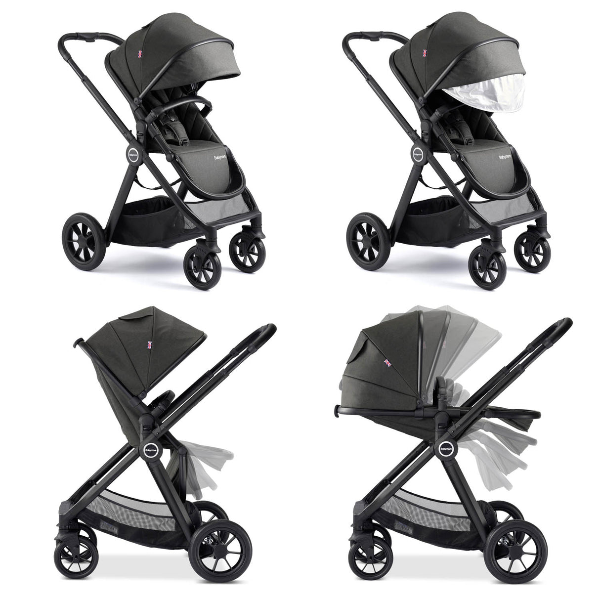 Babymore Memore V2 Pram & Pushchair - Black