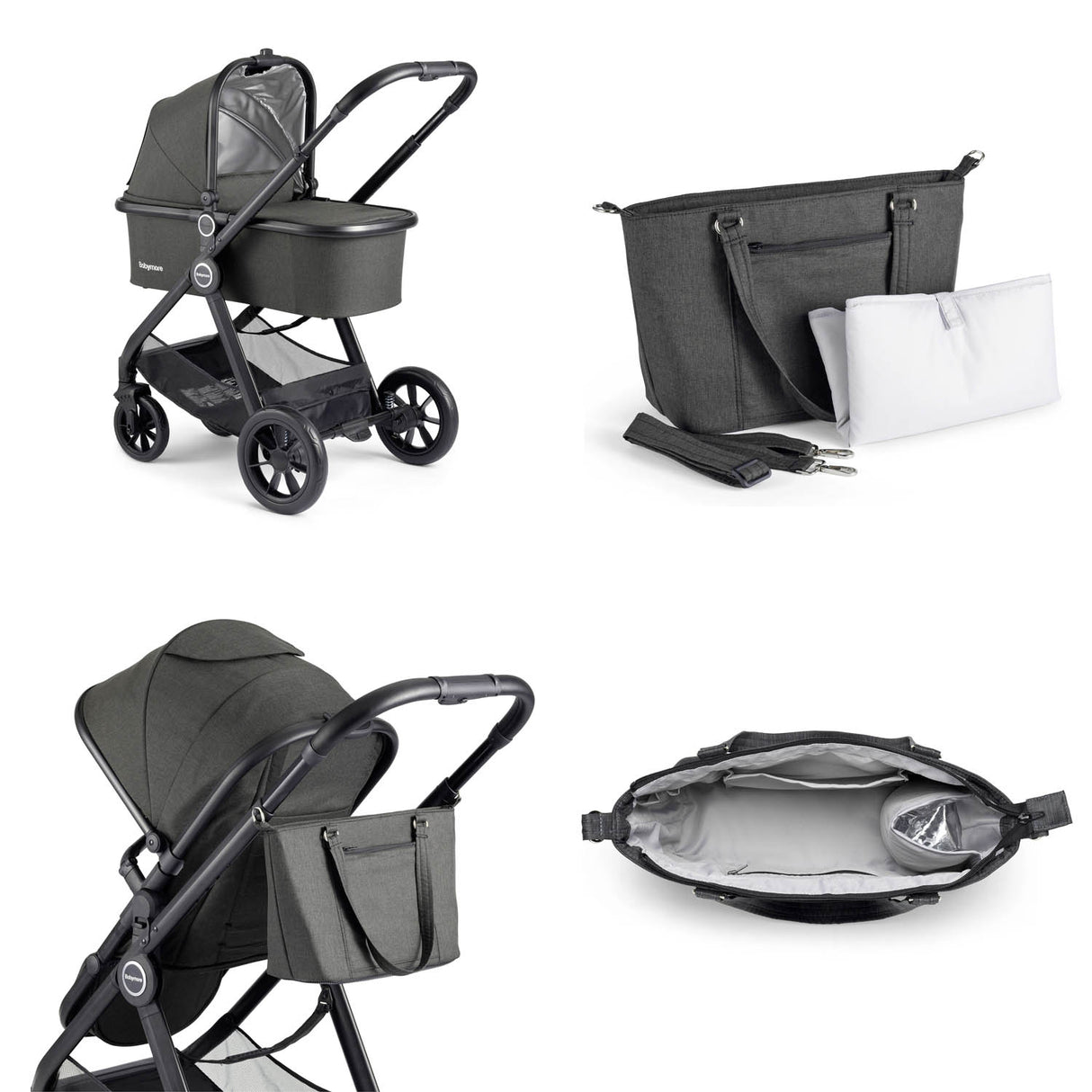 Babymore Memore V2 Pram & Pushchair - Black