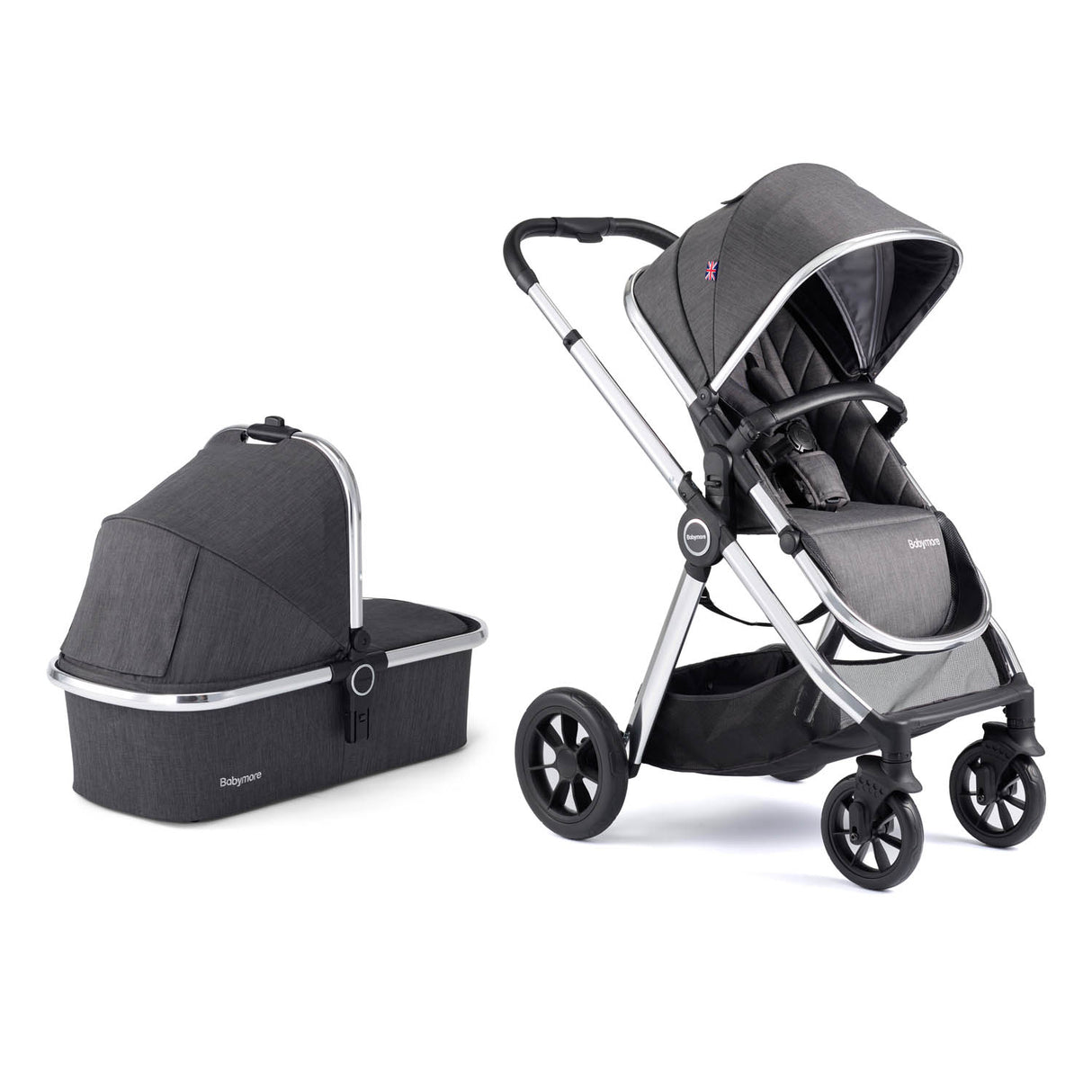 Babymore Memore V2 Pram & Pushchair - Chrome