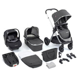 Babymore Memore V2 Travel System + Pecan Car Seat & Base - Chrome