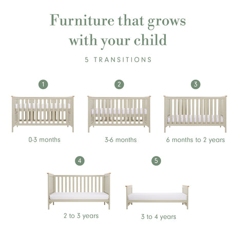 Tutti Bambini Misha Cot Bed - Mushroom & Golden Oak