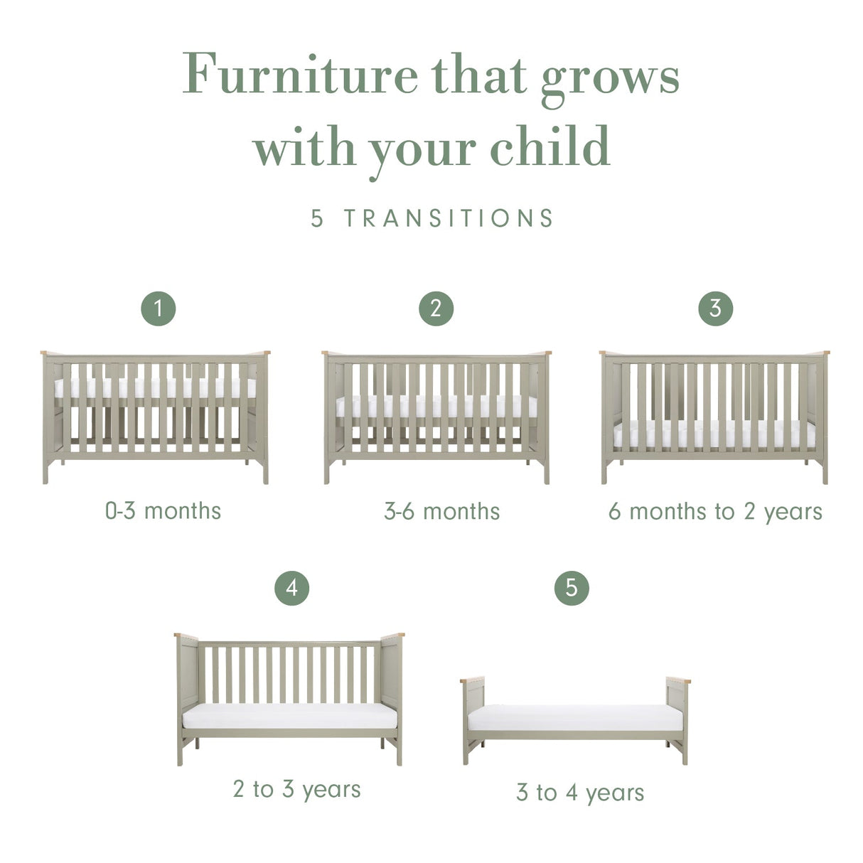 Tutti Bambini Misha Cot Bed - Golden Oak & Sage