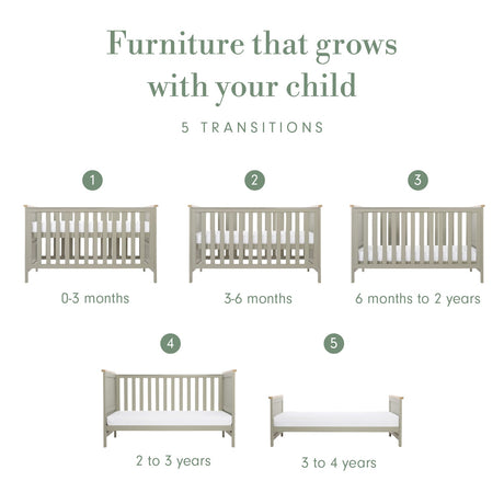 Tutti Bambini Misha Cot Bed - Golden Oak & Sage