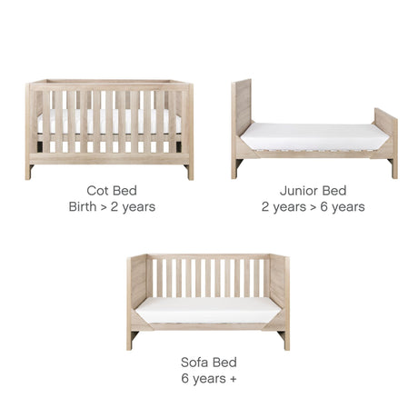 Tutti Bambini Modena Nursery Bundle With CoZee Bedside Crib (6 Piece) - Oak