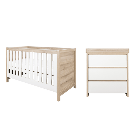 Tutti Bambini Modena Nursery Bundle With CoZee Bedside Crib (5 Piece) - White/Oak