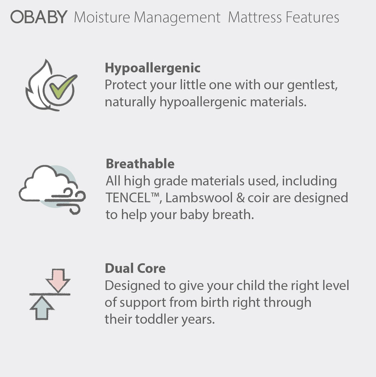 Obaby Moisture Management Mattress -120x60cm