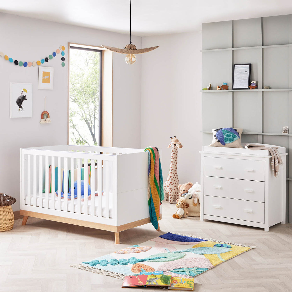 Babymore Mona Mini 2 Piece Nursery Room Set - White