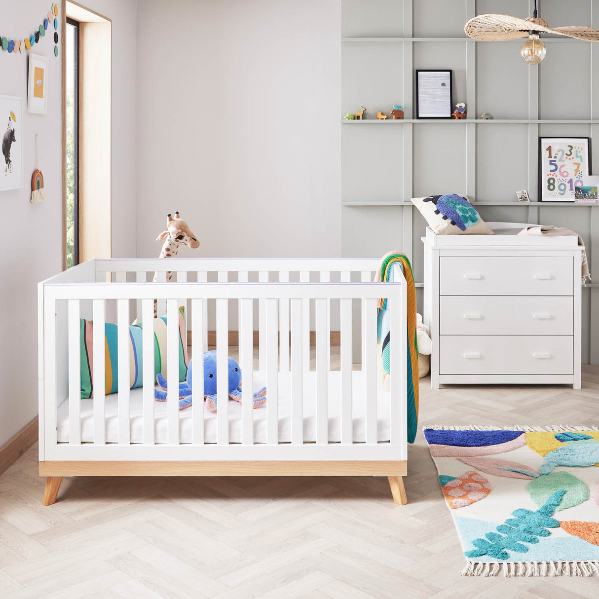 Babymore Mona Mini 2 Piece Nursery Room Set - White