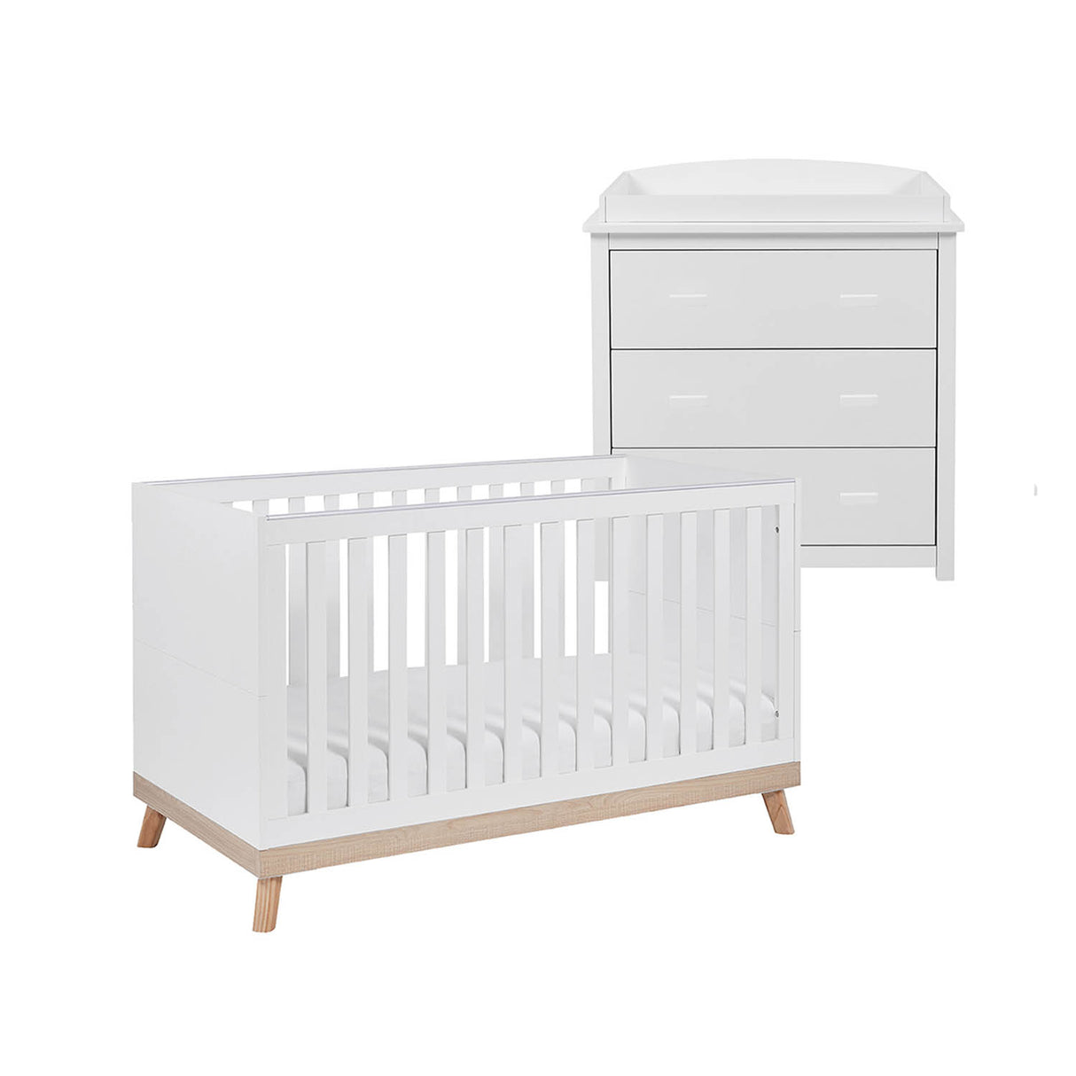Babymore Mona Mini 2 Piece Nursery Room Set - White