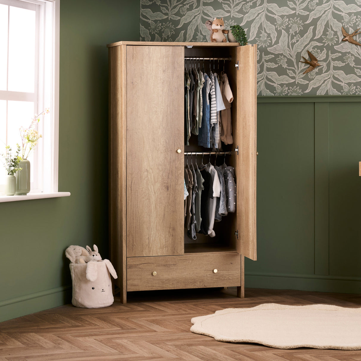 Obaby Nika Double Wardrobe - Oak