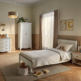 CuddleCo Clara Luxe 3 Piece Nursery Furniture Set (Cot Bed, Dresser & Wardrobe) - White & Ash