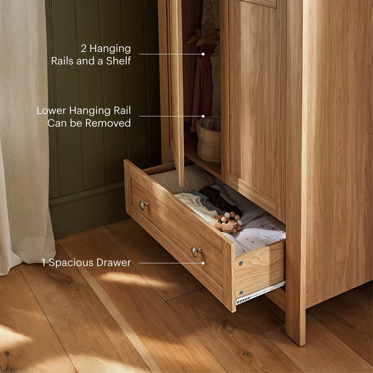 CuddleCo Burford Wardrobe - Oak