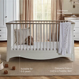 CuddleCo Clara Luxe 2 Piece Nursery Furniture Set (Cot Bed & Dresser) - White & Ash
