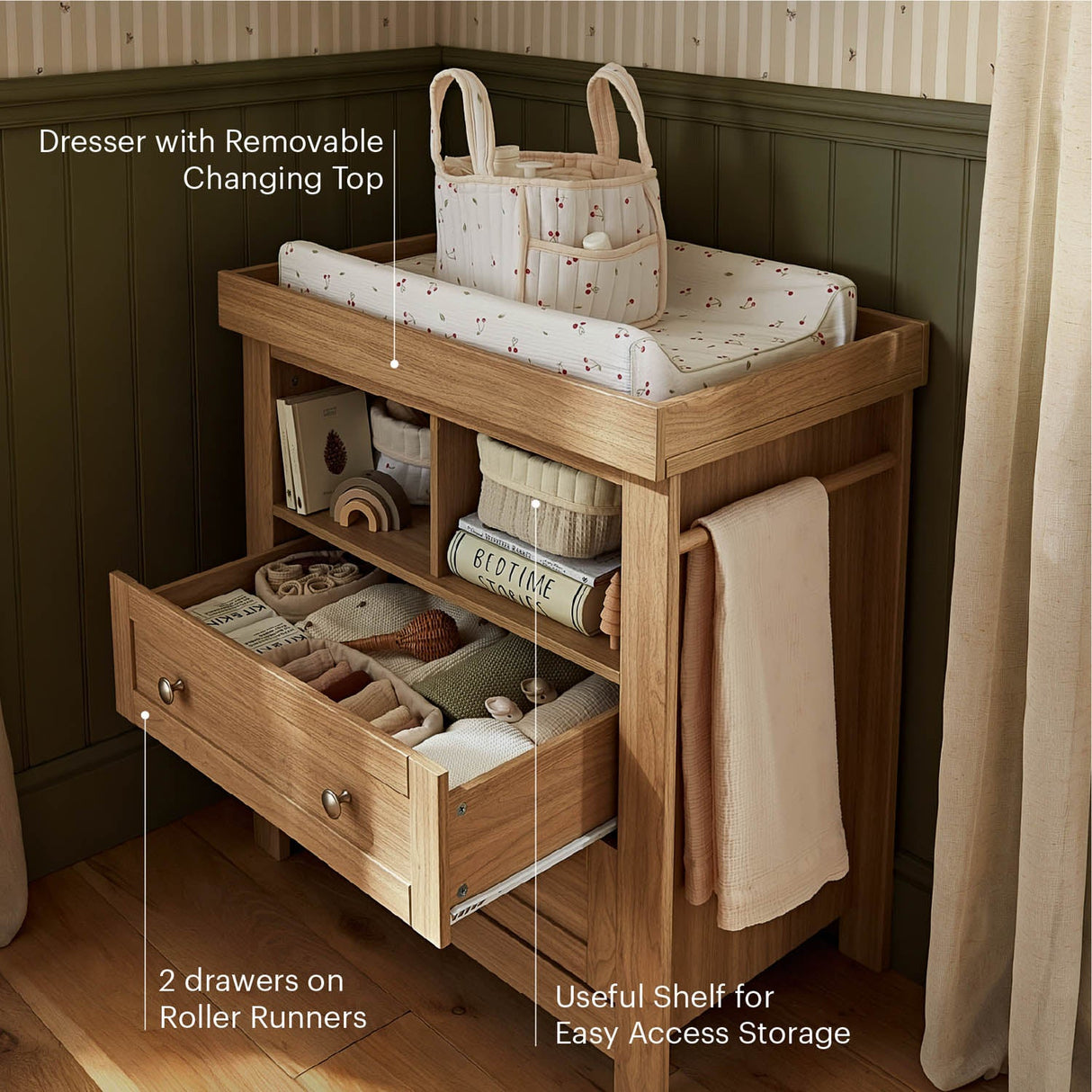 CuddleCo Burford 2 Piece Nursery Furniture Set - Oak