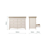 CuddleCo Clara Wide 6 Drawer Dresser & Changer - Cashmere & Ash