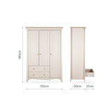 CuddleCo Clara 3 Door Triple Wardrobe - Cashmere & Ash