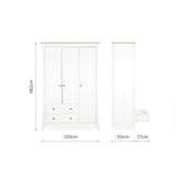 CuddleCo Clara 3 Door Triple Wardrobe - White & Ash