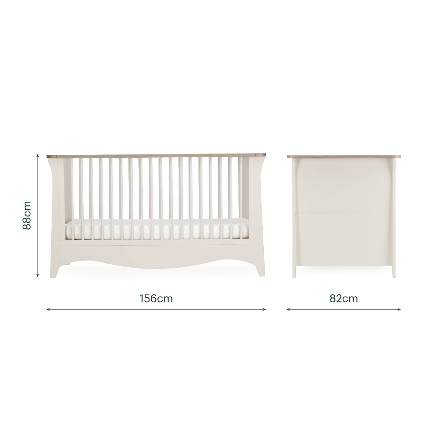 CuddleCo Clara Luxe 2 Piece Nursery Furniture Set (Cot Bed & Dresser) - Cashmere & Ash