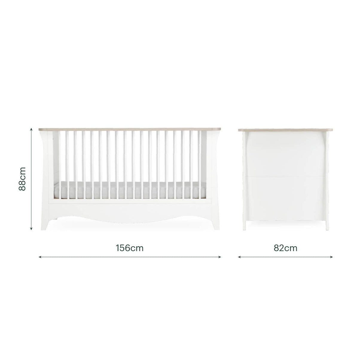 CuddleCo Clara Luxe 2 Piece Nursery Furniture Set (Cot Bed & Dresser) - White & Ash
