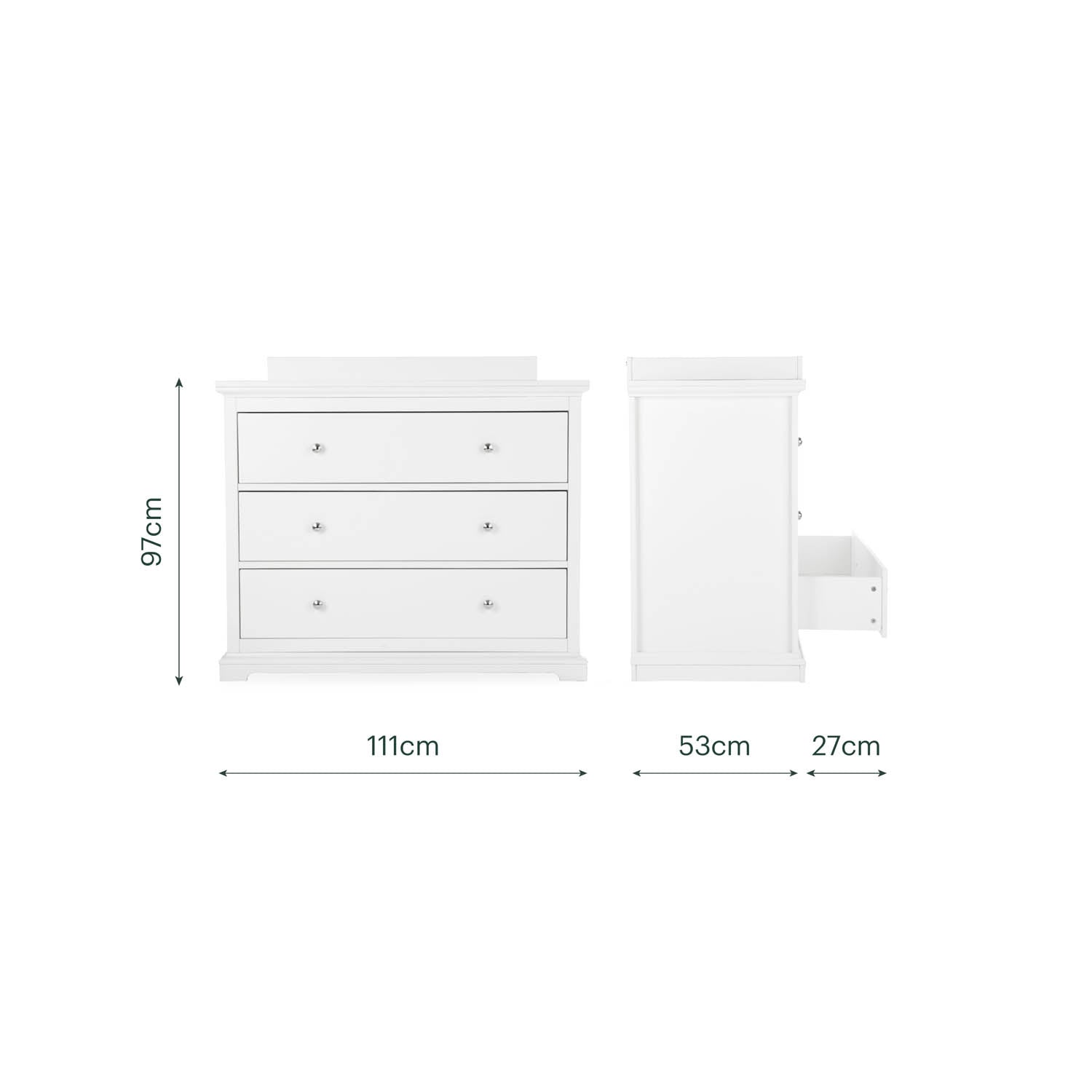 CuddleCo Beaumont Grand 3 Piece Nursery Furniture Set - White