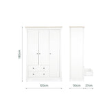 CuddleCo Clara Luxe 3 Piece Nursery Furniture Set (Cot Bed, Dresser & Wardrobe) - White & Ash